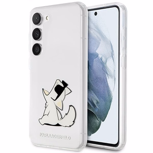 Karl Lagerfeld KLHCS23MCFNRC S23+ S916 caurspīdīgs cietais viedtālruņa apvalks Choupette Fun