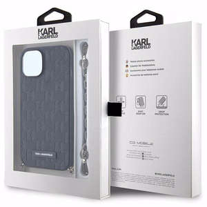 Karl Lagerfeld KLHCP14SSACKLHPK iPhone 14 6.1" melns melns Kietais vāciņš Saffiano Monogrāma Ķēde