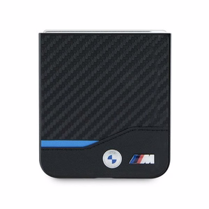 BMW Carbon Blue Line viedtālruņa apvalks Samsung Galaxy Z Flip 6 - melns