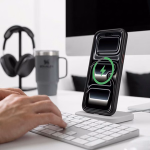 Tech-Protect MagCam MagSafe maciņš, paredzēts iPhone 18 Pro / 17 Pro, matēti melns un sarkans