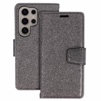 Glitter Magsafe grāmatas stila apvalks Samsung Galaxy S23 Plus melns