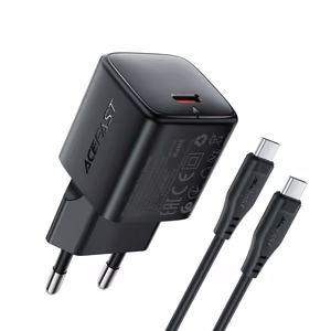 Lādētājs Acefast A118 30W GaN USB-C + USB-C uz USB-C kabelis 1.2m melns