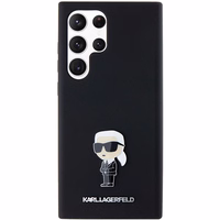 Karl Lagerfeld silikona Ikonik metāla piespraude viedtālruņa apvalks Samsung Galaxy S24 Ultra - melns
