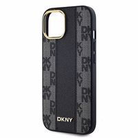 DKNY Ādas rūtainais magnētiskais apvalks iPhone 14/15/13 - melns