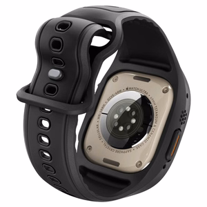Spigen Liquid Air Pro maciņš ar siksniņu un 9H rūdīts stikls Apple Watch Ultra 49 mm, melni