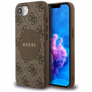 Guess 4G Circle Classic Logo Magnētiskais viedtālruņa apvalks iPhone 16e - brūns