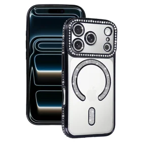 Bling Magsafe melns viedtālruņa apvalks iPhone 17 Pro