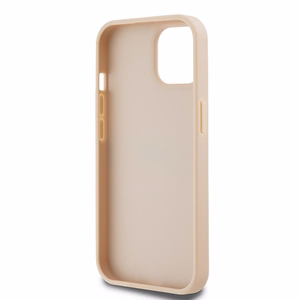 DKNY Ādas mono svītra un metāla logotips viedtālruņa apvalks iPhone 15 Plus / 14 Plus - rozā