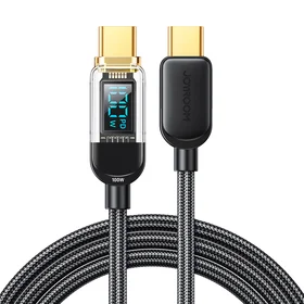 Joyroom A4 USB-C / USB-C 100W 1.2m kabelis ar digitālo indikatoru - melns