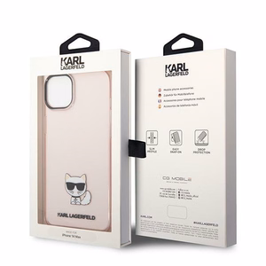 Karl Lagerfeld Caurspīdīgs Choupette Viedtālruņa apvalks iPhone 14 Plus / 15 Plus 6.7" - rozā
