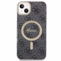 Komplekts Guess GUBPP14MH4EACSK apvalks + lādētājs iPhone 14 Plus 6.7" melns/melns cietais apvalks 4G Print Magnētiskais