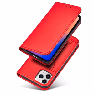 Magnētiskais karšu apvalks iPhone 12 Pro Max maciņš karšu maks karšu turētājs sarkans
