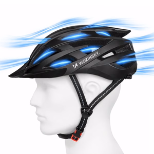Wozinsky MTB velosipēda ķivere ar noņemamu nagu un aizmugurējo USB gaismu M - melns