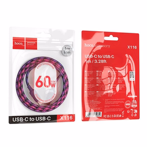 Kabelis USB C uz USB C Hoco 3A 60W 1 m X116 gradienta violeta