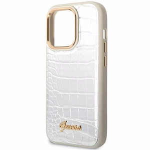 Guess Croco Collection viedtālruņa apvalks iPhone 14 Pro 6.1 - sudrabains