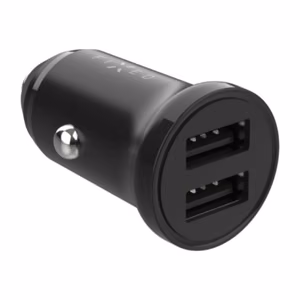 FIXED FIXCC15N-2U-BK – auto lādētājs ar divām USB pieslēgvietām, 15 W, melns