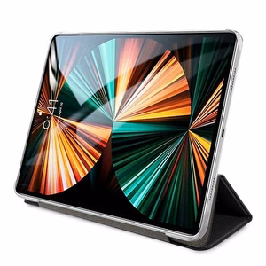 Guess Saffiano Collection apvalks iPad 12.9" 2021 grāmatas vāks - melns