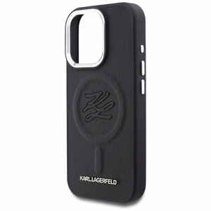 Karl Lagerfeld Initial & Metal Logo MagSafe Case for iPhone 16 Pro - Black