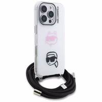 Karl Lagerfeld IML Crossbody Karl&Choupette Head Maciņš for iPhone 16 Pro Max - balts