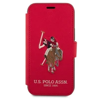US Polo USFLBKP12MPUGFLRE iPhone 12/12 Pro 6,1" sarkans grāmatas tipa viedtālruņa apvalks Polo Embroidery Collection