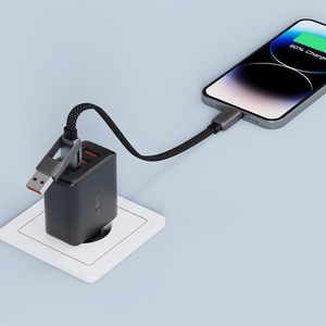 Acefast C13-05 USB-C - USB-A / USB-C kabelis 480Mb/s 3A 0,2 m - melns