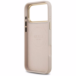 Guess 4G Logo Plate MagSafe Чехол для iPhone 17 Pro Max - розовый