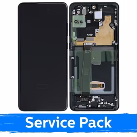 LCD Displejs Saderīgs ar Samsung G988 S20 Ultra Ar Frame / Cosmic Melns / (Service Pack)