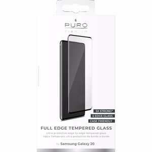 Puro Premium Full Edge Case Friendly rūdīta stikla ekrāna aizsargs Samsung Galaxy S20, ar melnu rāmi