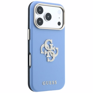 Guess Smooth & Big Strass Logo vāciņš iPhone 18 Pro Max / 17 Pro Max – zils