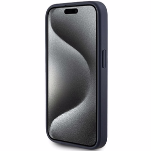 Guess 4G Triangle Metal Logo viedtālruņa apvalks iPhone 15 Pro - zils