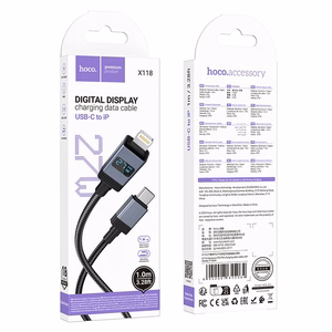 Cable USB C to Lightning Hoco PD 27W with display 1 m X118 black