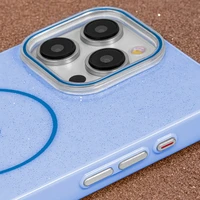 Īpaši plāns spīdīgs magnētiskais viedtālruņa apvalks iPhone 14 6,1" zils