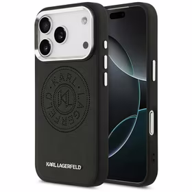 Karl Lagerfeld Point & Metal Logo Magnētiskais viedtālruņa apvalks iPhone 17 Pro - Melns