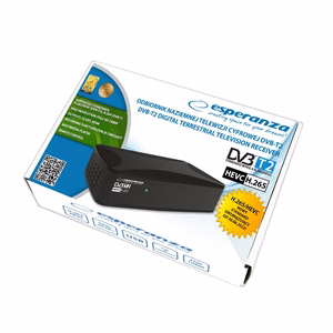 Esperanza EV108R – DVB-T2 H.265/HEVC digitālās virszemes televīzijas uztvērējs, melns