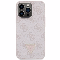Guess GUHCP13LP4TDSCPP apvalks iPhone 13 Pro / 13 - rozā krustenisks 4G metāla logotips