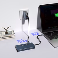 USB-C Hub 14 in 1 Wozinsky WDS03Y5S daudzfunkcionāls, alumīnijs, 3 monitoriem, ar 15 cm kabeli - pelēks