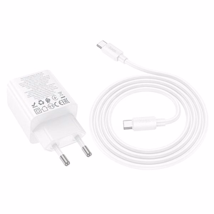 Lādētājs Hoco 2 x USB C + 2 x USB A QC3.0 PD 3A 30W + kabelis USB C uz USB C N56 balts