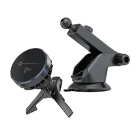 FORCELL F-GRIP Cool Mag magnētiskais automašīnas turētājs vējstiklam / gaisa ventilācijas režģim ar Cold Protect dzesēšanas tehnoloģiju un bezvadu uzlādi, savietojams ar MagSafe Qi2 15W lādētāju, melns