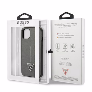 Guess SaffianoTriangle Logotips viedtālruņa apvalks iPhone 13 / 14 / 15 6.1" - sudraba