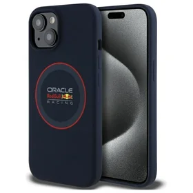 RED BULL viedtālruņa apvalks IPHONE 15 saderīgs ar MagSafe RBHMP15S24SIILVR (Silikoninis sarkanais gredzens) zils