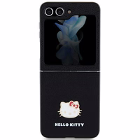 Hello Kitty Metal Logo Kitty Head viedtālruņa apvalks Samsung Galaxy Z Flip 5 - melns
