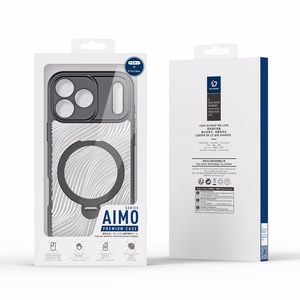 Dux Ducis Aimo Mag vāciņš ar magnētisko gredzenu un statīvu iPhone 17 Pro Max – melns