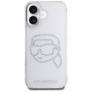 Karl Lagerfeld IML Rhinestones Karl Head apvalks viedtālruņa iPhone 16 skaidrs