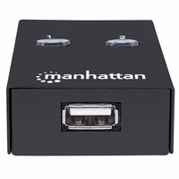 Manhattan USB-A Automatic Sharing Switch, 2x USB-B Ports, 480 Mbps (USB 2.0), Dual Control (Auto-Sensing or Manual), Bus Powered, Hi-Speed USB, inc 1x 1.5m USB-A to USB-B cable, melns, Three Year Warranty