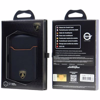 Magnētisks maks Lamborghini D1 Genuine Leather MagSafe statīvs tālrunim oranžs