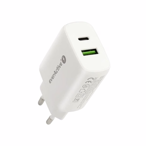 Lādētājs 1 x USB Quick Charge 3.0, 1 x USB-C PD PPS 25W balts