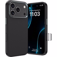 Benks magnētiskais Armor Pro Kevlar viedtālruņa apvalks ar metāla rāmi 600D (A070) Iphone 17 Pro Max melns (ar kameras vadības pogu)