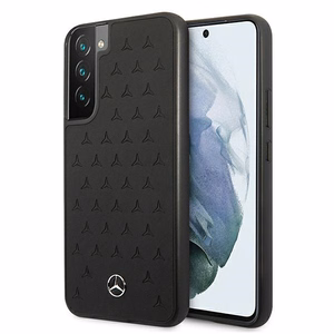 Mercedes ādas Stars Pattern viedtālruņa apvalks Samsung Galaxy S22+ - melns