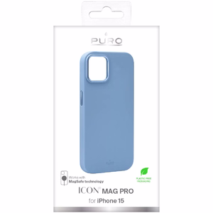 Puro Icon Mag Pro magnētiskais silikona viedtālruņa apvalks iPhone 15 - gaiši zils