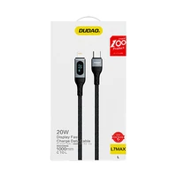 Dudao USB Type C - Lightning ātrās uzlādes PD 20W 1m kabelis melns (L7MaxL)